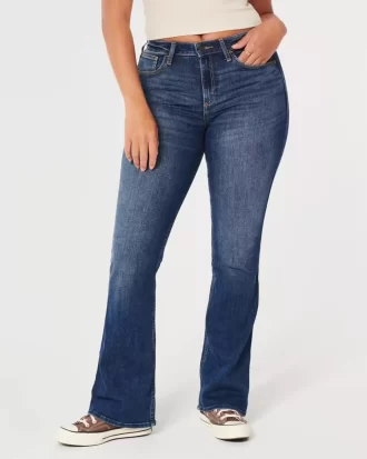 Curvy Mid Rise Medium Wash Boot Boot Farkut