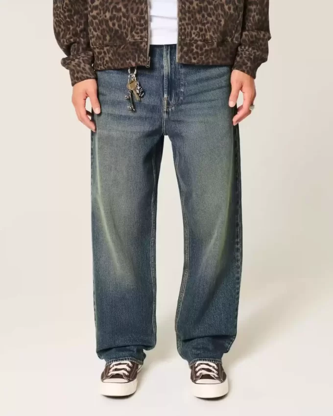 Dark Wash Brodeeratut Baggy Farkut Dark Wash Brodeeratut Baggy Farkut