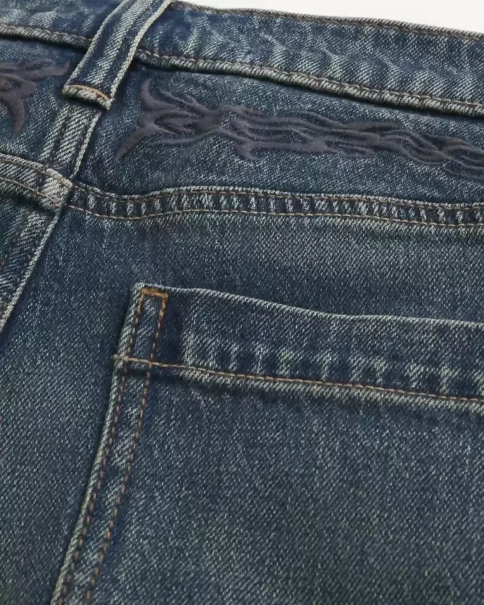 Dark Wash Brodeeratut Baggy Farkut Dark Wash Brodeeratut Baggy Farkut