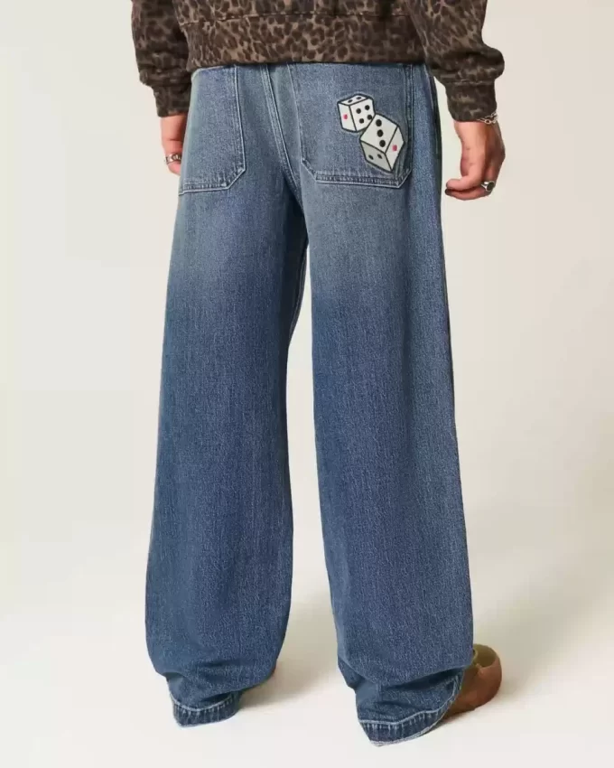 Dark Wash Dice Graphic Super Baggy Farkut Dark Wash Dice Graphic Super Baggy Farkut