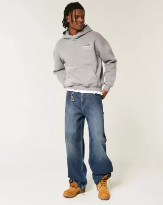 Dark Wash Logo Embroidery Super Baggy Farkut Dark Wash Logo Embroidery Super Baggy Farkut