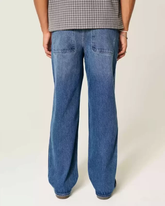 Dark Wash Rose Graphic Baggy Farkut Dark Wash Rose Graphic Baggy Farkut