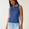 Denim avoin toppi