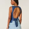 Denim avoin toppi