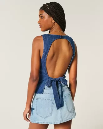 Denim avoin toppi