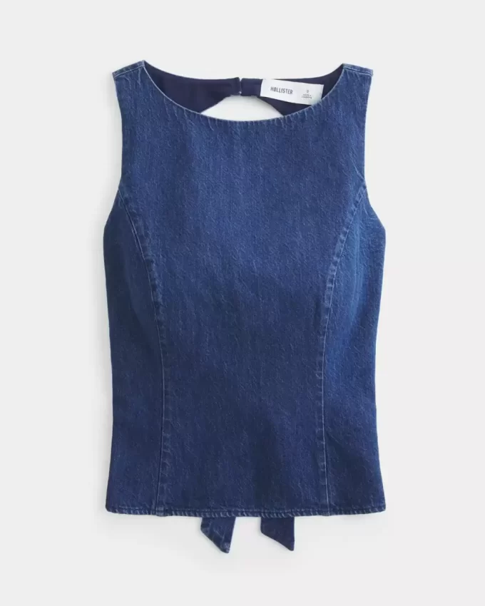 Denim avoin toppi