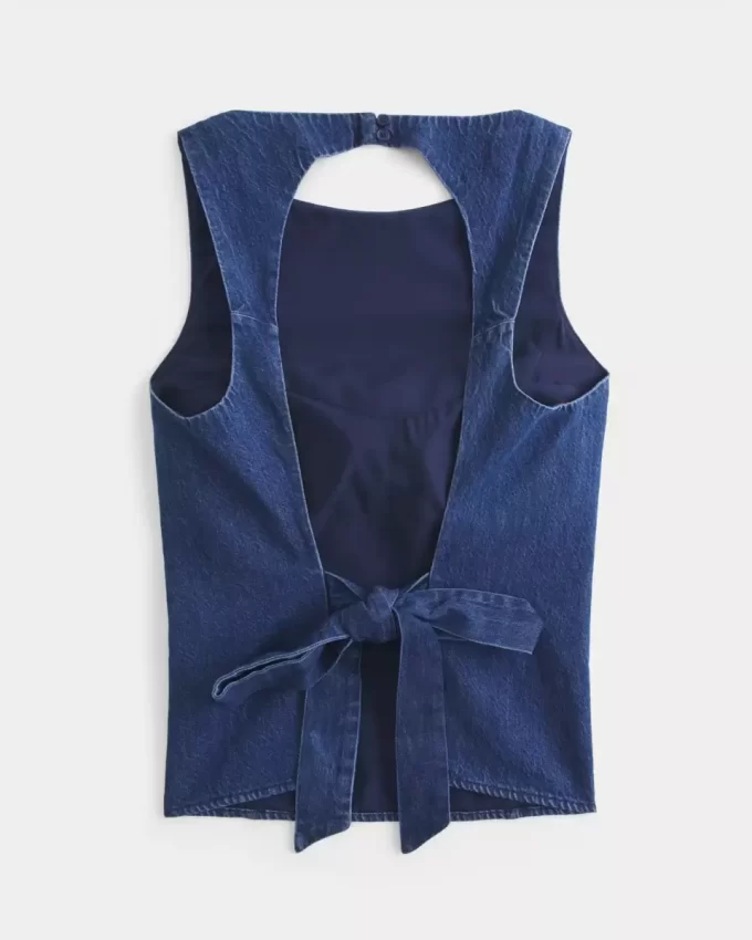 Denim avoin toppi