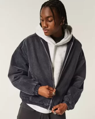 Denim vetoketjullinen luistelijatakki