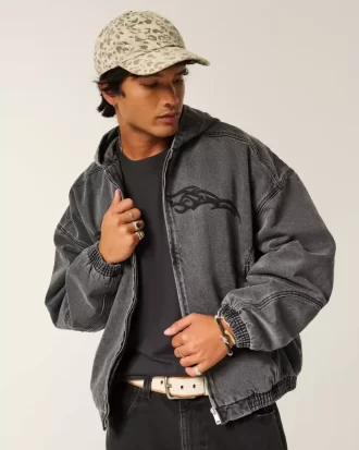 Denim vetoketjullinen luistelijatakki