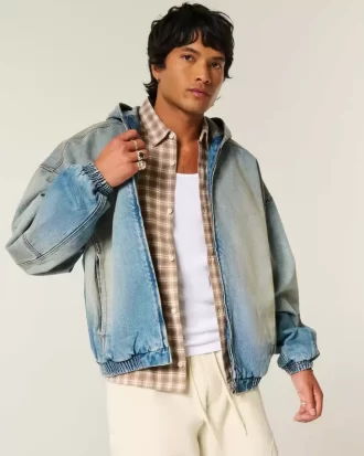 Denim vetoketjullinen luistelijatakki