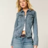 Denim vetoketjullinen takki