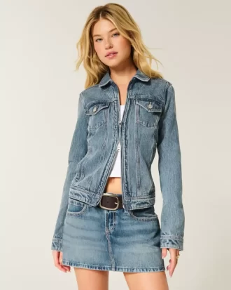 Denim vetoketjullinen takki