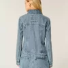 Denim vetoketjullinen takki