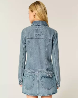 Denim vetoketjullinen takki