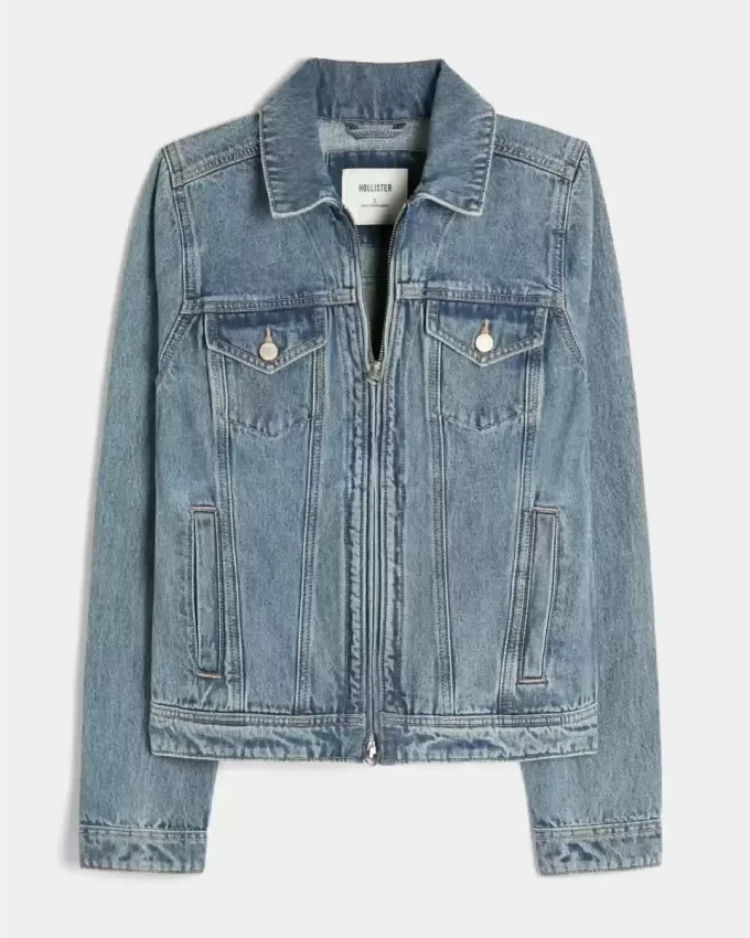Denim vetoketjullinen takki