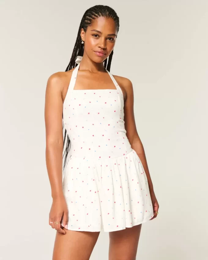 Drop-waist Halter minimekko
