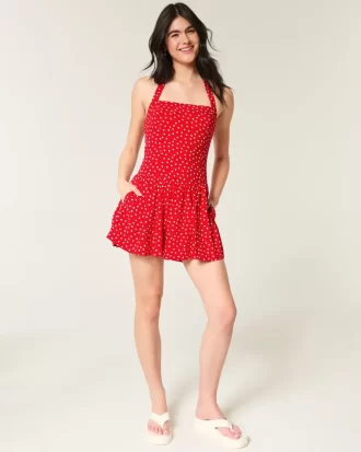 Drop-waist Halter minimekko