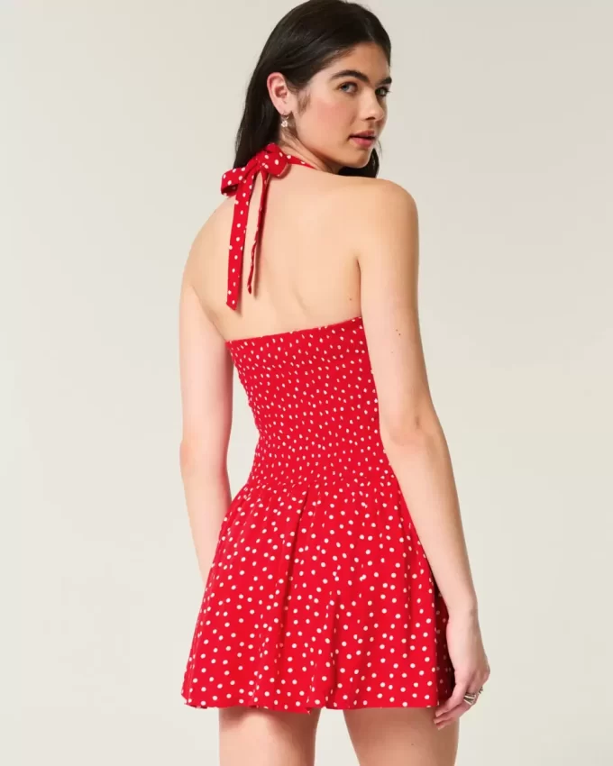 Drop-waist Halter minimekko