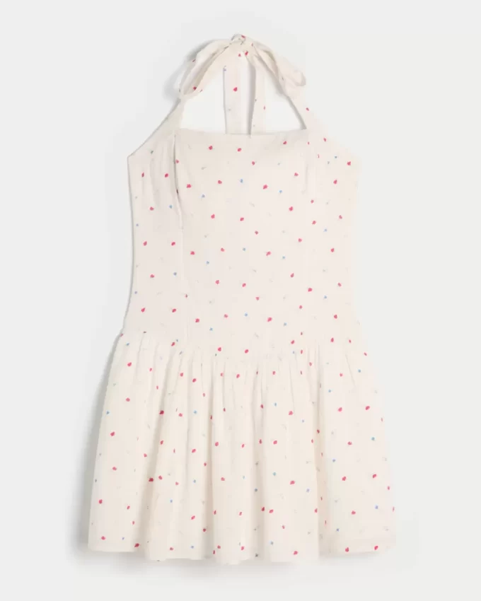 Drop-waist Halter minimekko