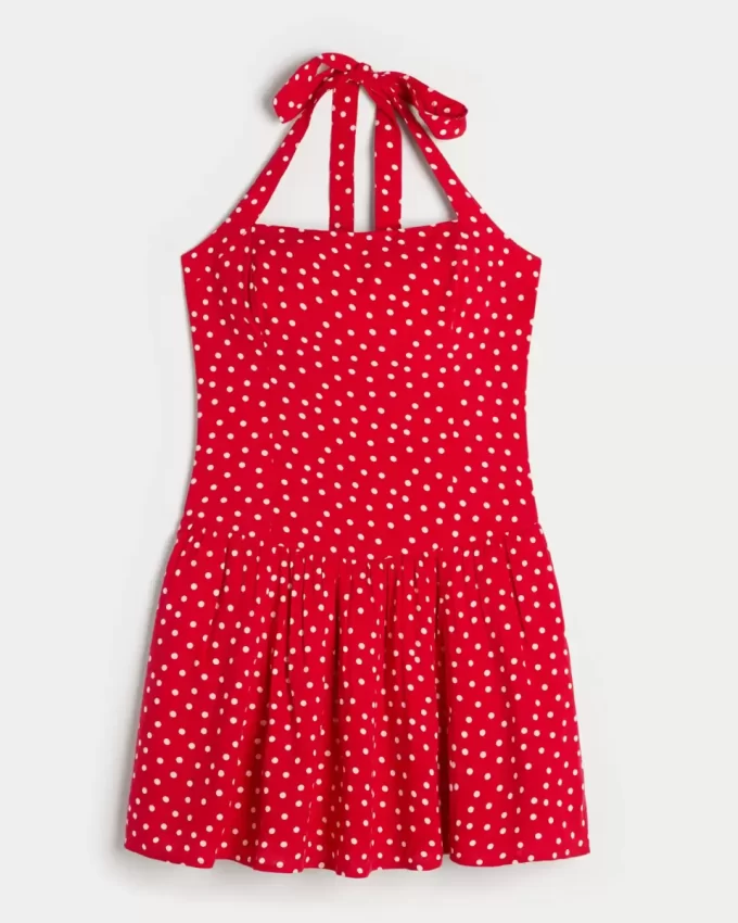 Drop-waist Halter minimekko