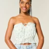 Easy Crop olkaimeton pitsi upotettu putkitoppi Easy Crop olkaimeton pitsi upotettu putkitoppi