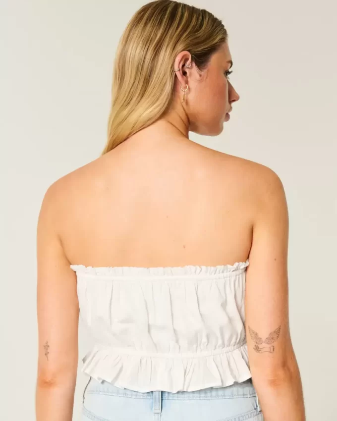 Easy Crop olkaimeton pitsi upotettu putkitoppi Easy Crop olkaimeton pitsi upotettu putkitoppi