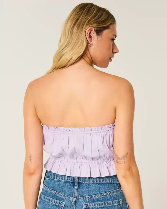 Easy Crop olkaimeton pitsi upotettu putkitoppi Easy Crop olkaimeton pitsi upotettu putkitoppi
