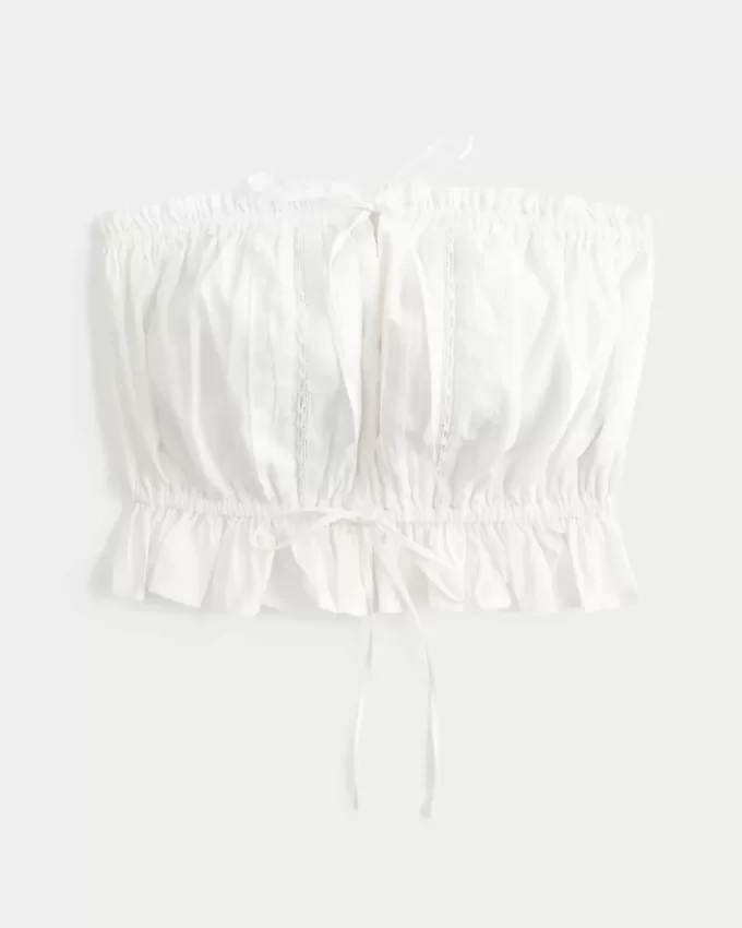 Easy Crop olkaimeton pitsi upotettu putkitoppi Easy Crop olkaimeton pitsi upotettu putkitoppi