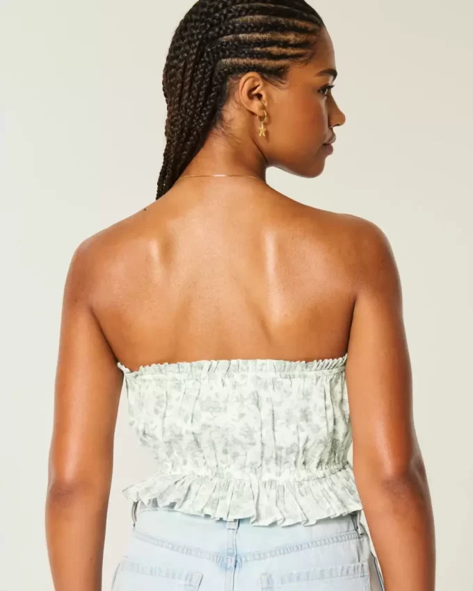 Easy Crop olkaimeton pitsi upotettu putkitoppi Easy Crop olkaimeton pitsi upotettu putkitoppi