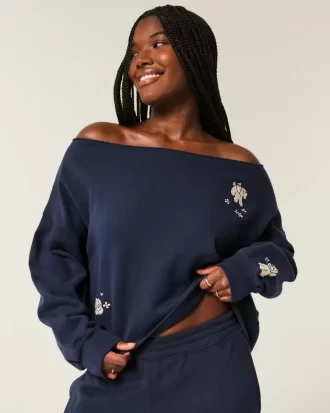 Easy Graphic Double Off-the-Shoulder collegepaita