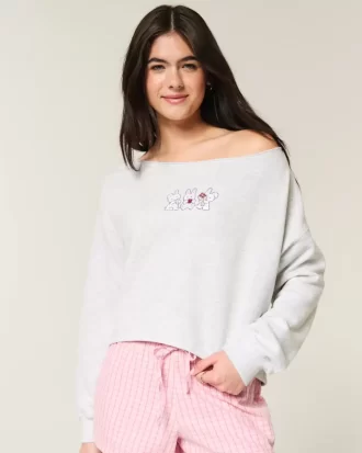 Easy Graphic Double Off-the-Shoulder collegepaita