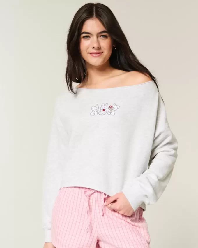Easy Graphic Double Off-the-Shoulder collegepaita Easy Graphic Double Off-the-Shoulder collegepaita