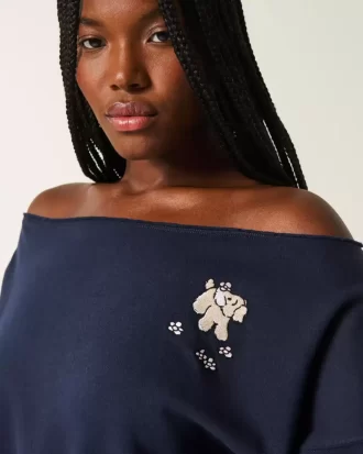 Easy Graphic Double Off-the-Shoulder collegepaita