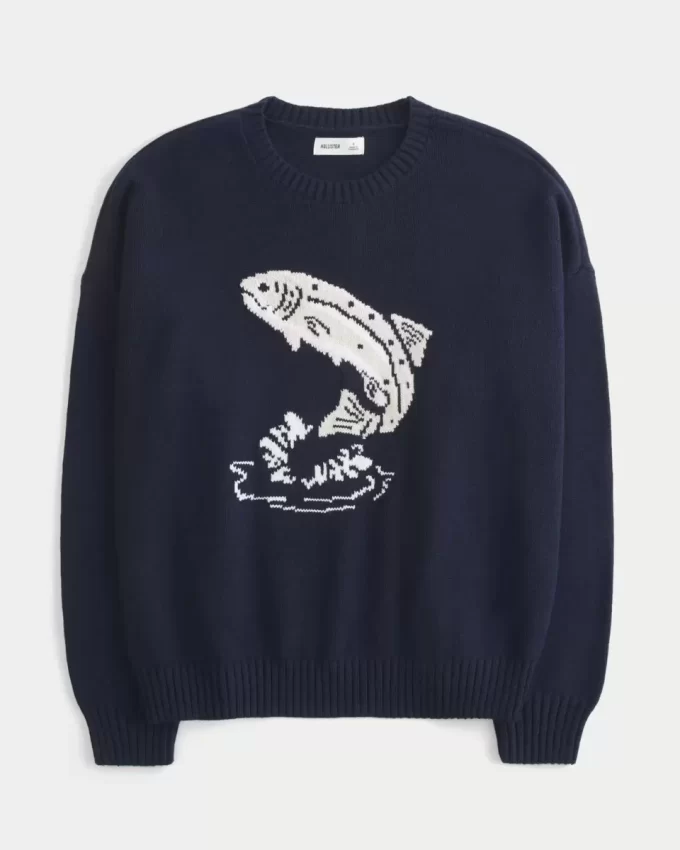 Easy Jumping Fish Graphic Crew -villapaita