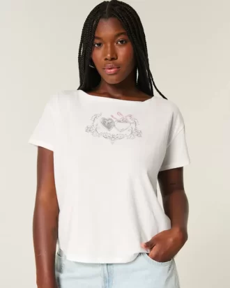 Easy Ribbon Tie-Back Heart Graphic T-paita