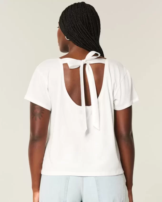 Easy Ribbon Tie-Back Heart Graphic T-paita Easy Ribbon Tie-Back Heart Graphic T-paita