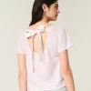 Easy Ribbon Tie-Back kukkagrafiikka T-paita Easy Ribbon Tie-Back kukkagrafiikka T-paita