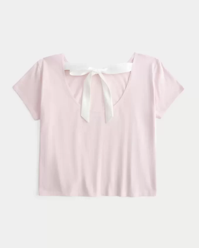 Easy Ribbon Tie-Back kukkagrafiikka T-paita Easy Ribbon Tie-Back kukkagrafiikka T-paita