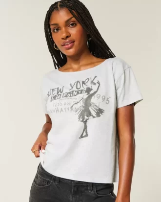 Easy Ribbon Tie-Back New York Graphic T-paita