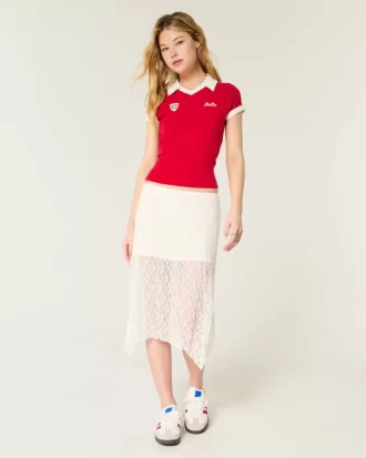 Epäsymmetrinen helma Lace Midi-hame