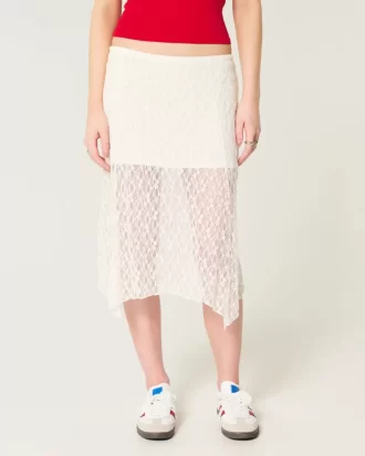 Epäsymmetrinen helma Lace Midi-hame