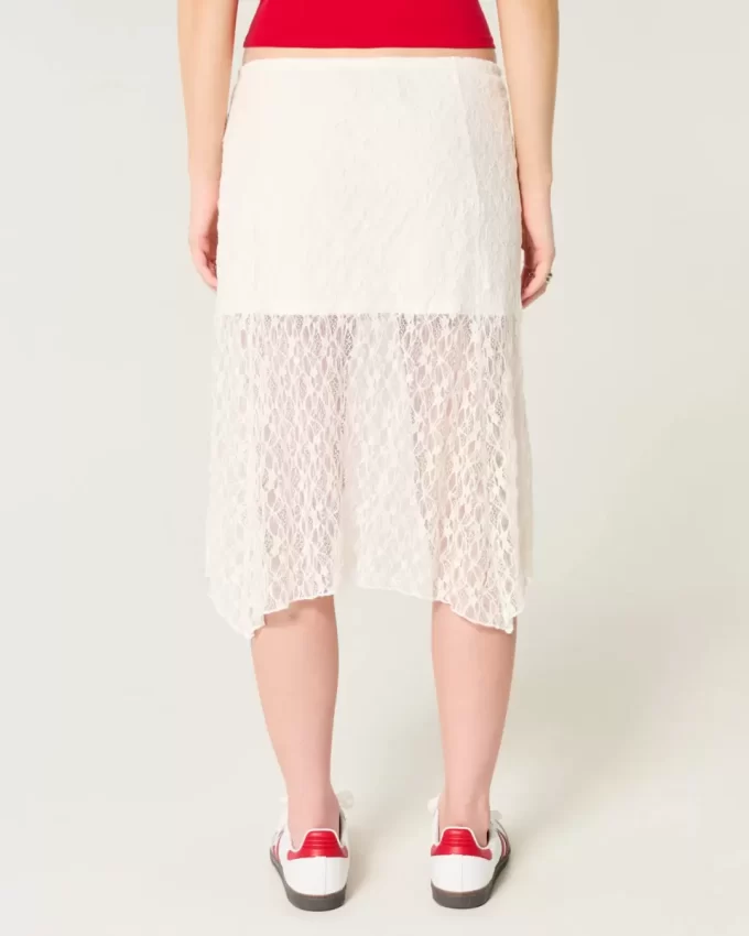Epäsymmetrinen helma Lace Midi-hame