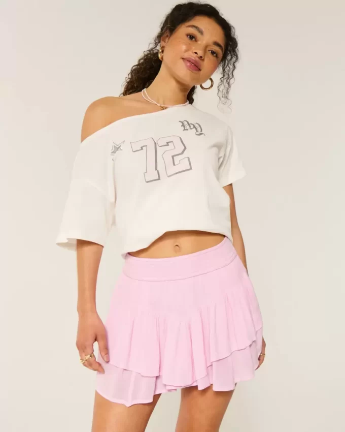 Epäsymmetrinen helma porrastettu Mini Skort