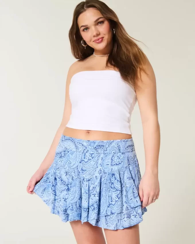 Epäsymmetrinen helma porrastettu Mini Skort
