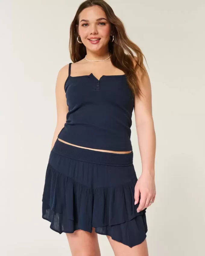 Epäsymmetrinen helma porrastettu Mini Skort