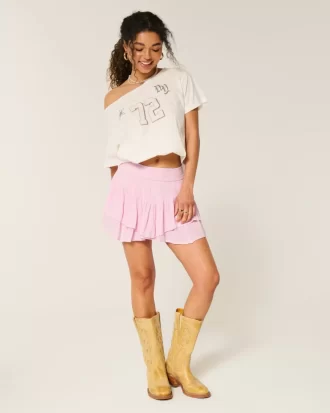 Epäsymmetrinen helma porrastettu Mini Skort