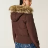 Faux Fur Trim Puffer Bomber -takki