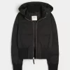 Faux Fur Trim Puffer Bomber -takki