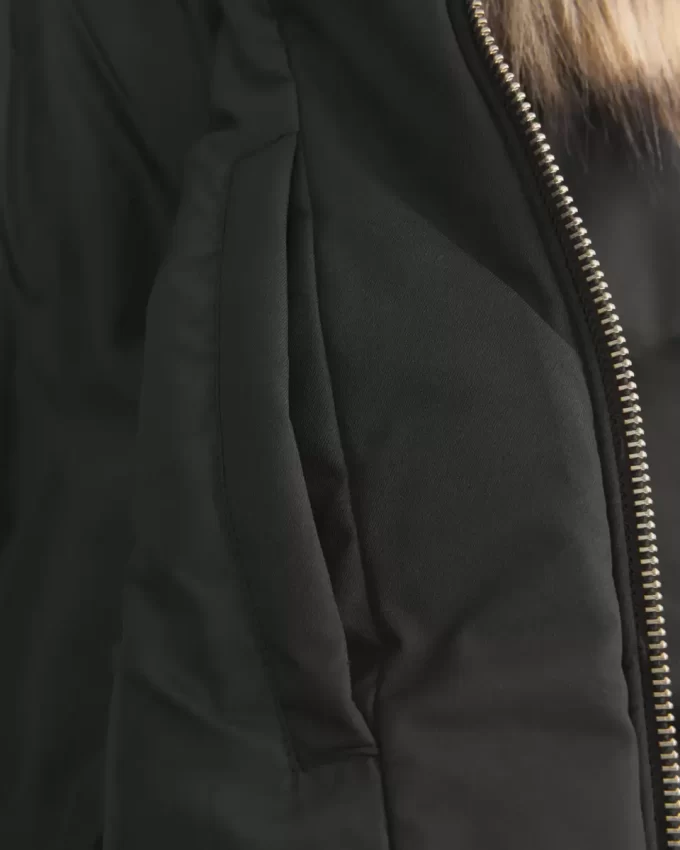 Faux Fur Trim Puffer Bomber -takki