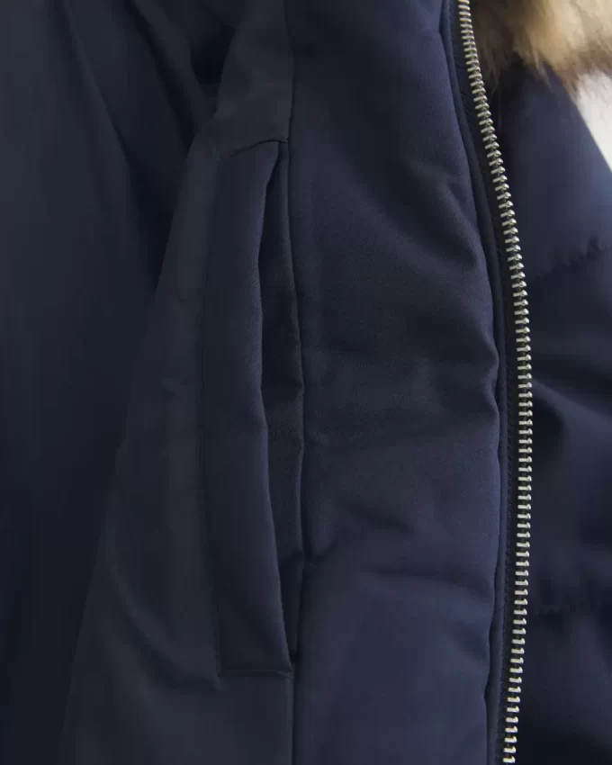 Faux Fur Trim Puffer Bomber -takki